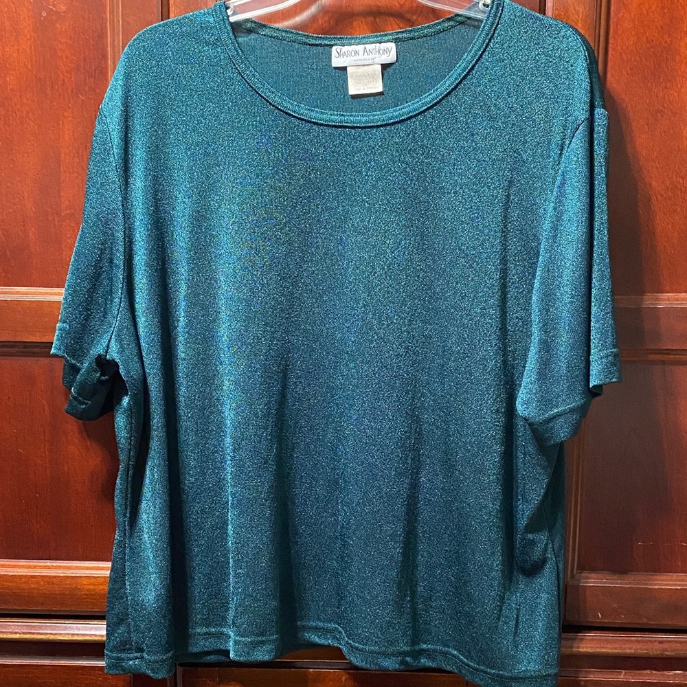 Sharon Anthony vintage Shimmering green Women's Top size 3X